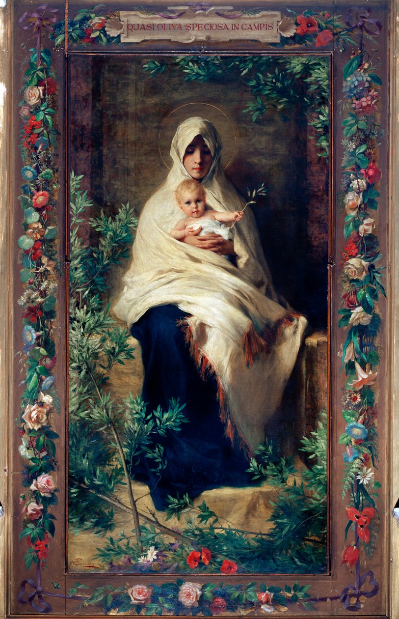 لوحة سيدة شجرة الزيتون لنيكولو بارابينو (1832-1891) جينات القرن التاسع عشر ، كنيسة سانتا ماريا ديلا سيلا بواسطة نيكولو بارابينو