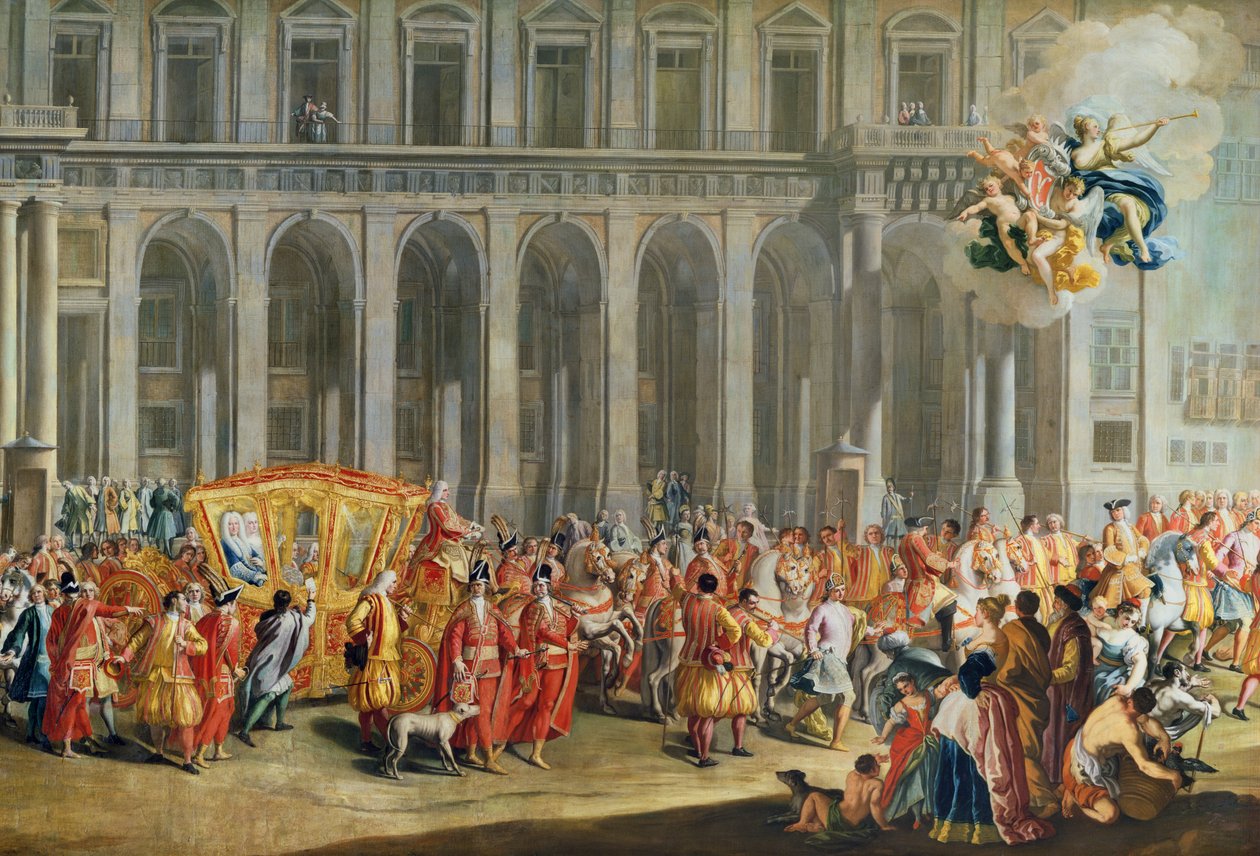 رحيل الويس توماس فون هاراك ، نائب نابولي (1669-1742) من قصر ريالي دي كابوديمونتي (لمزيد من التفاصيل ، انظر 68613) بواسطة نيكولو ماريا روسو أو روسي