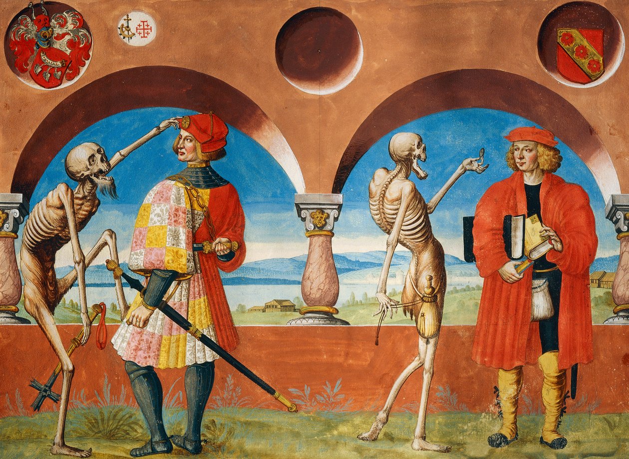 Death, Knight and Jurist from the Dance of Death cycle by Albrecht Kauw بواسطة نيكلاوس مانويل