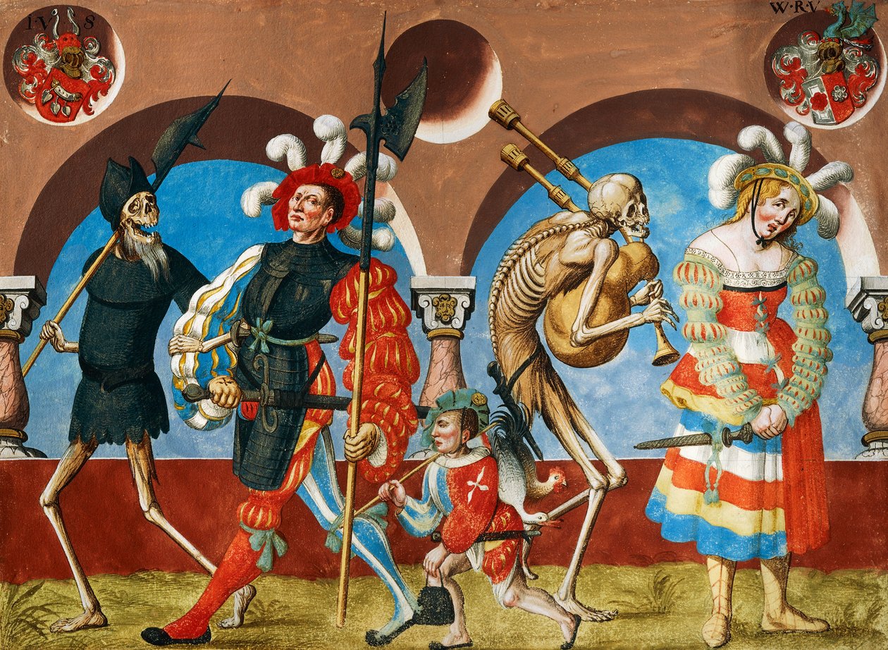 Death, Mercenary and Prostitute from the Dance of Death cycle by Albrecht Kauw بواسطة نيكلاوس مانويل
