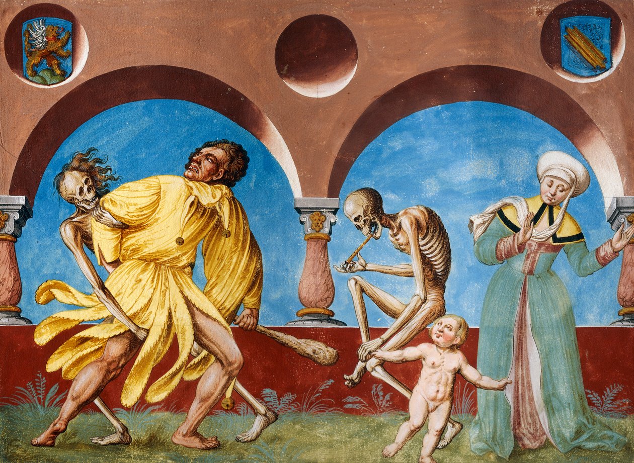 Death, idiot and mother with child from the Dance of Death cycle by Albrecht Kauw بواسطة نيكلاوس مانويل