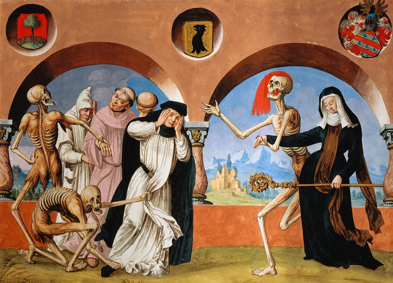 Death, monks and Abbess from the Dance of Death cycle by Albrecht Kauw بواسطة نيكلاوس مانويل