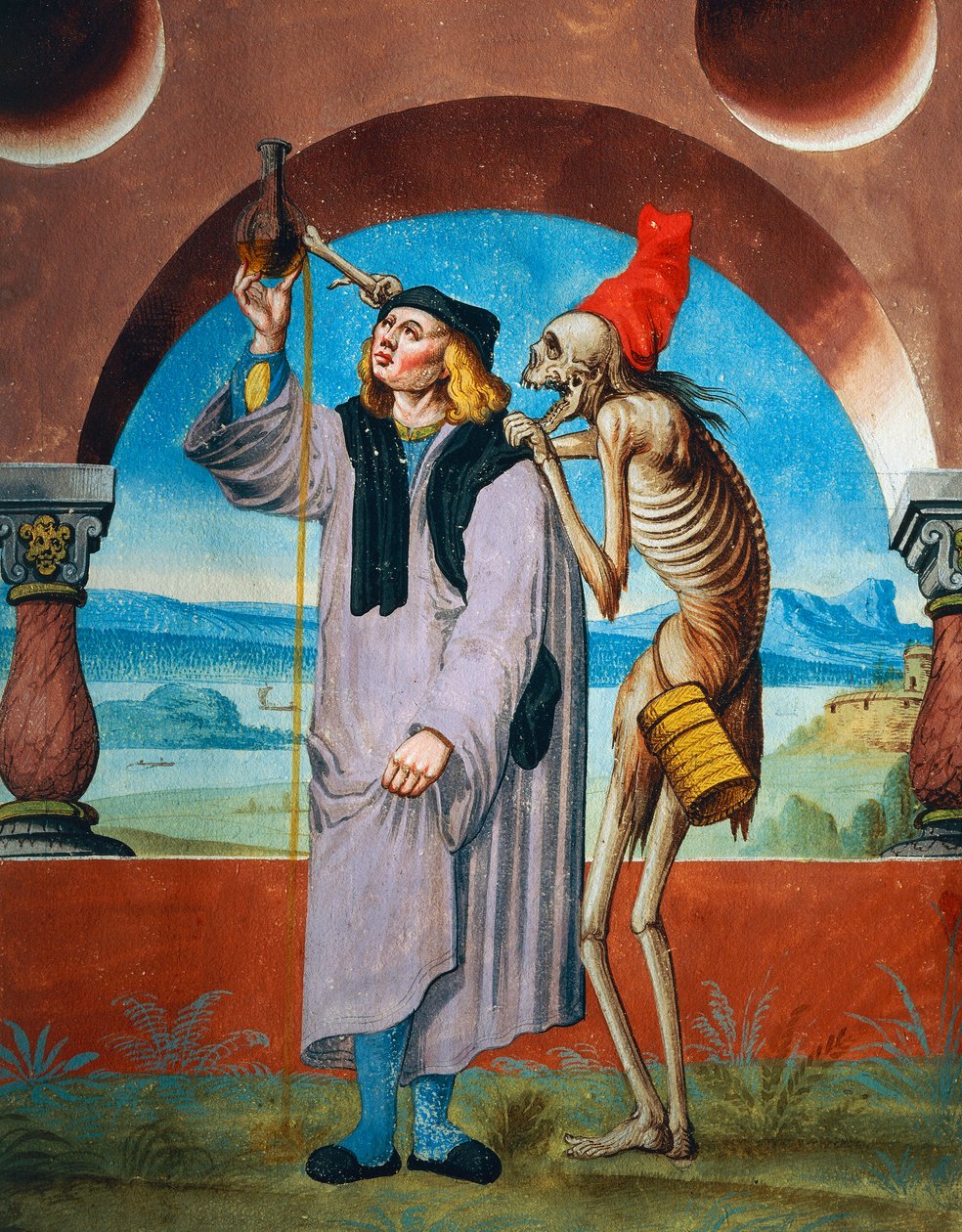 Death with Doctor, detail of Death, Lawyer and Doctor from the Dance of Death cycle by Albrecht Kauw بواسطة نيكلاوس مانويل