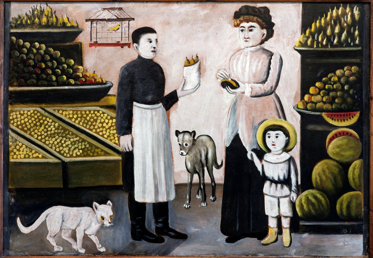 كشك الفاكهة مقابل بيروسماني ، نيكو (1862-1918). زيت على ورق مقوى ، مقاس: 104 × 73 ، متحف نيكو بيروسمانشفيلي ، ميرزاني بواسطة نيكو بيروسماناشفيلي