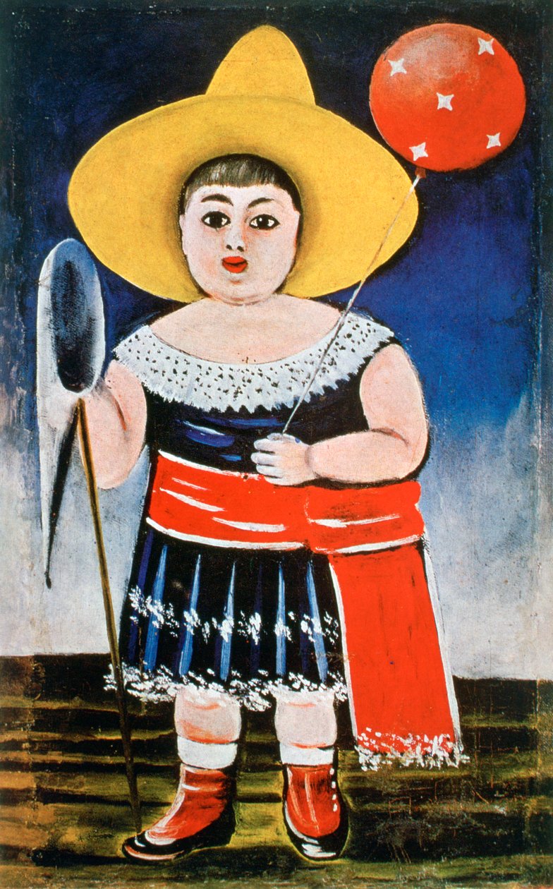 فتاة صغيرة مع بالون منقوش ، c1885-1918 بواسطة Niko Pirosmanishvili