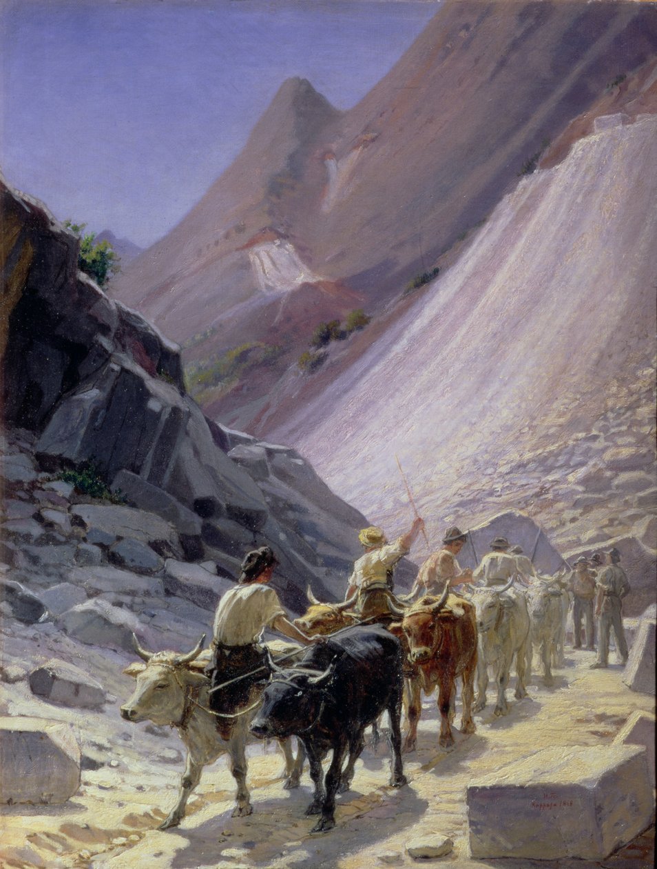 نقل الرخام في كارارا ، 1868 بواسطة Nikolai Nikolaevich Ge