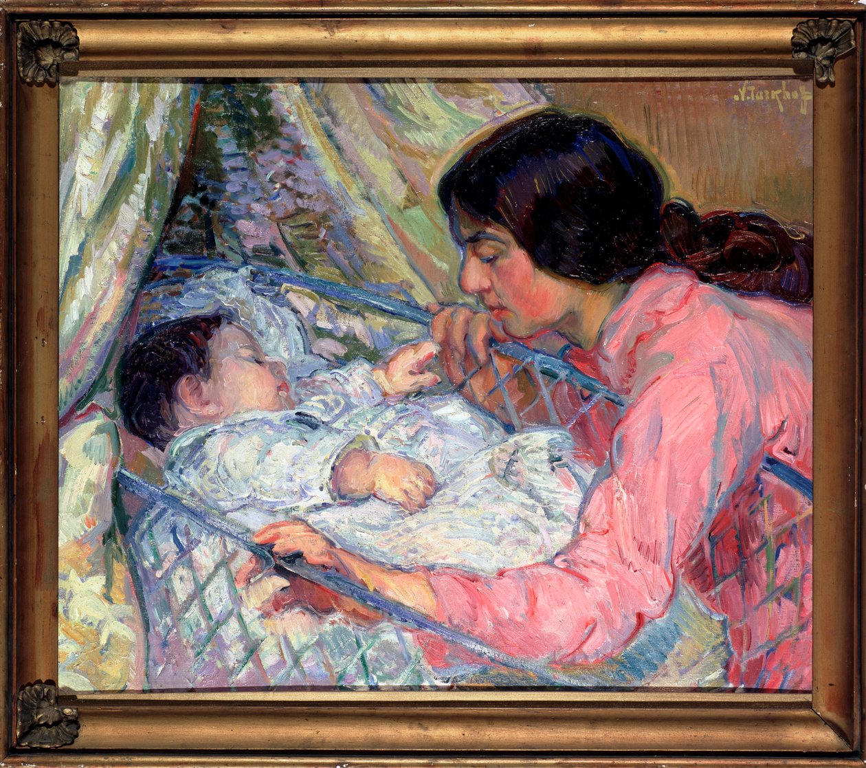 Au berceau (At The Cradle) - لوحة لنيكولاي ألكساندروفيتش تارخوف (تارهوف ، تاركوف ، تارخوف أو تاركوف بواسطة نيكولاي ألكسندروفيتش تارخوف
