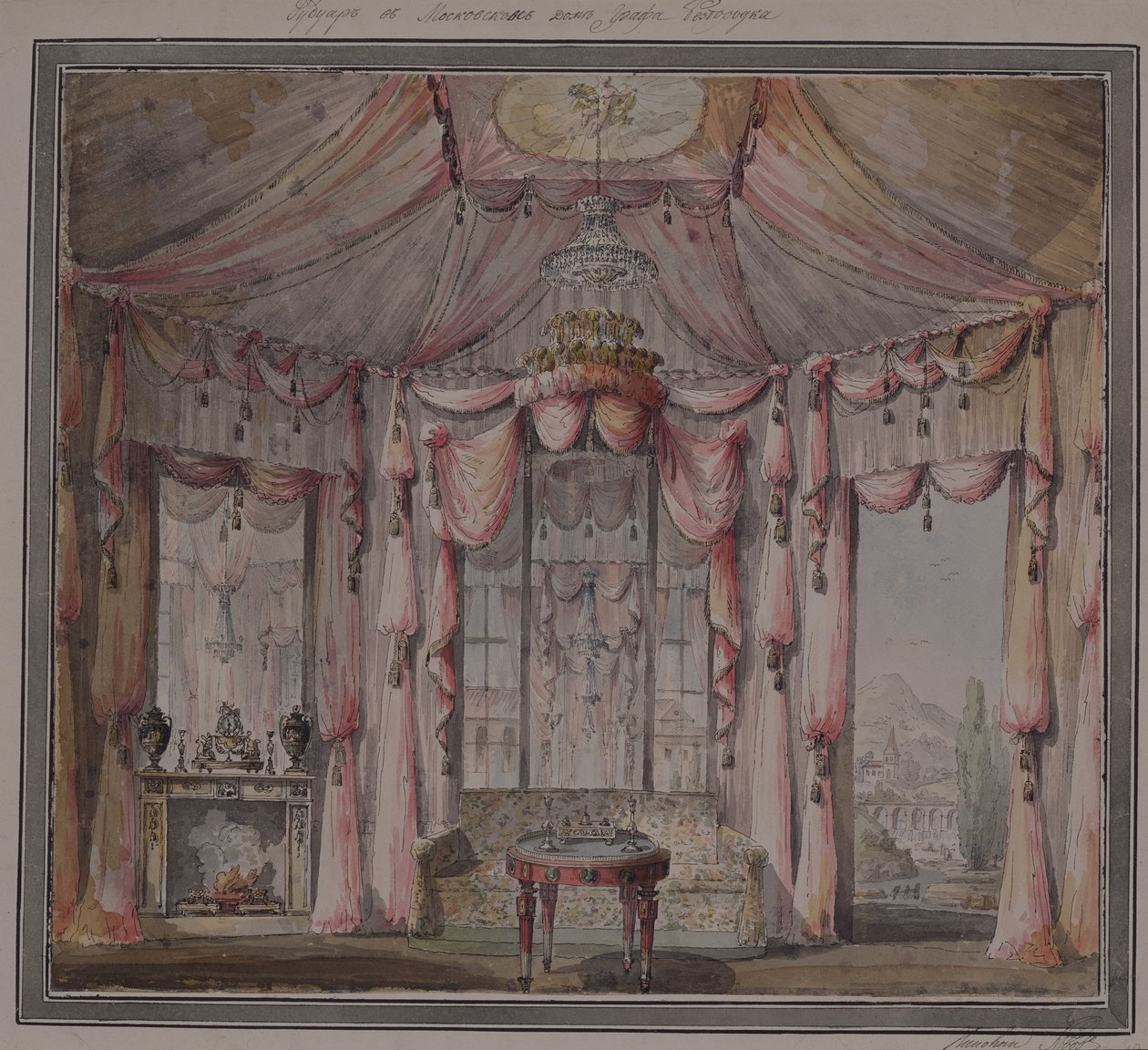 التصميم الداخلي للمخدر في منزل الكونت بيزبورودكو في موسكو ، 1790 بواسطة نيكولاي ألكسندروفيتش لفوف