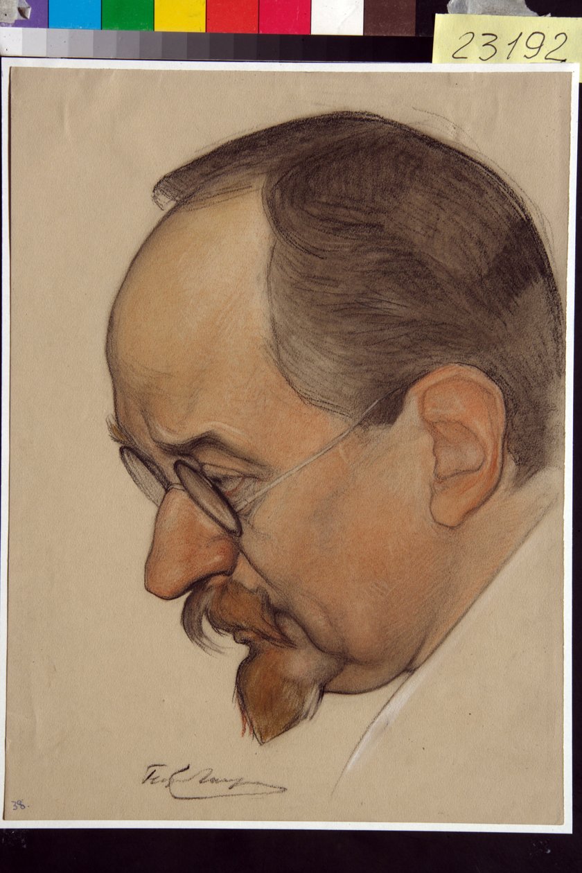 صورة لجورجي فاسيليفيتش تشيتشيرين (1872-1936) - عمل لنيكولاي أندريفيتش أندرييف (1873-1932) ، دم وطباشير على ورق (32.4 × 24.1 سم) بواسطة نيكولاي أندرييفيتش أندرييف