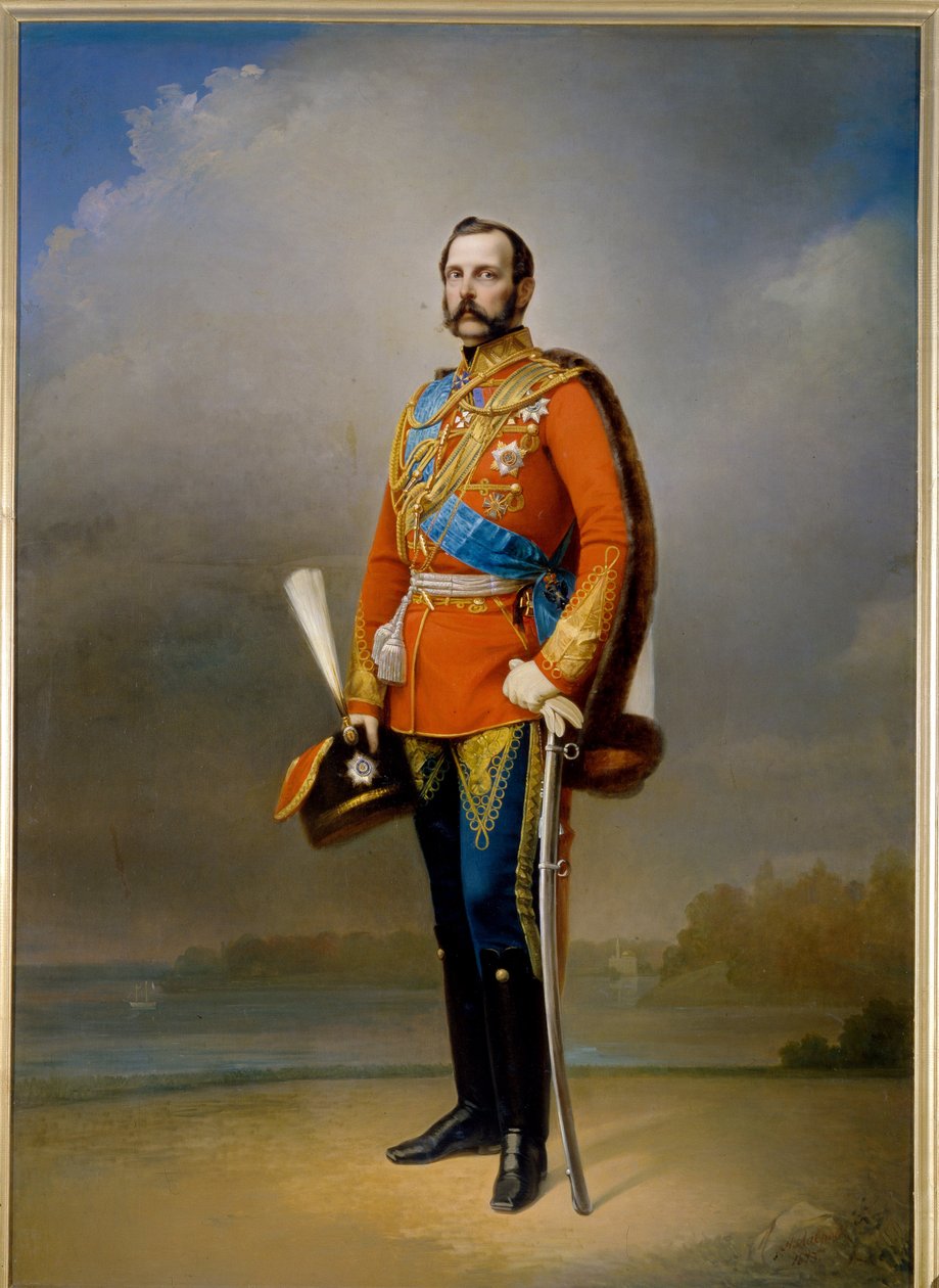 صورة للإمبراطور ألكسندر الثاني ملك روسيا (1818-1881) (المعروف باسم المحرر). لوحة لنيكولاي أندريفيتش لافروف (1820-1875) ، زيت على قماش بواسطة نيكولاي أندريفيتش لافروف