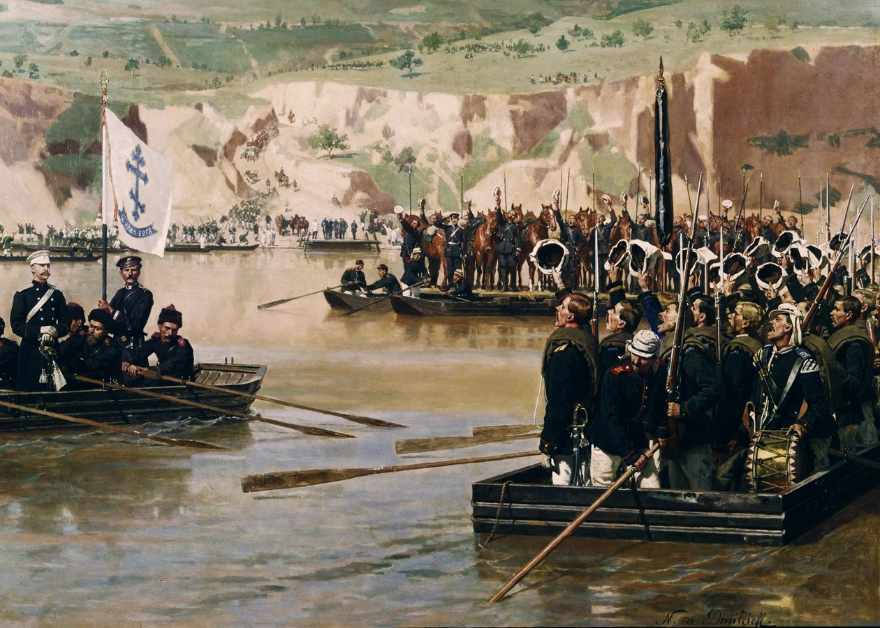 الروس يعبرون نهر الدانوب في سفيشتوف في يونيو 1877 ، 1870 بواسطة نيكولاي دميتريفيتش دميترييف أورينبورغسكي