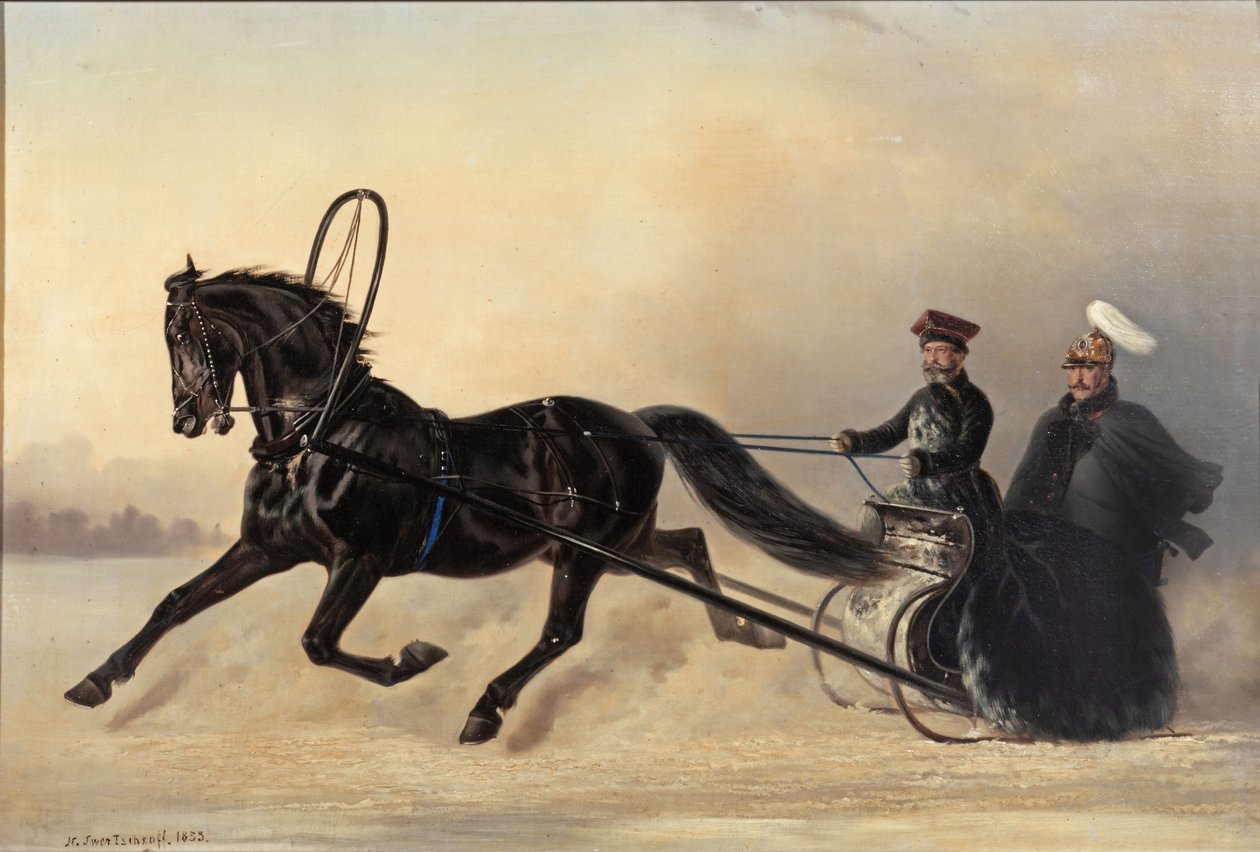 الإمبراطور نيكولاس الأول في نزهة شتوية ، 1853 بواسطة نيكولاي إيجوريفيتش سفيرشكوف