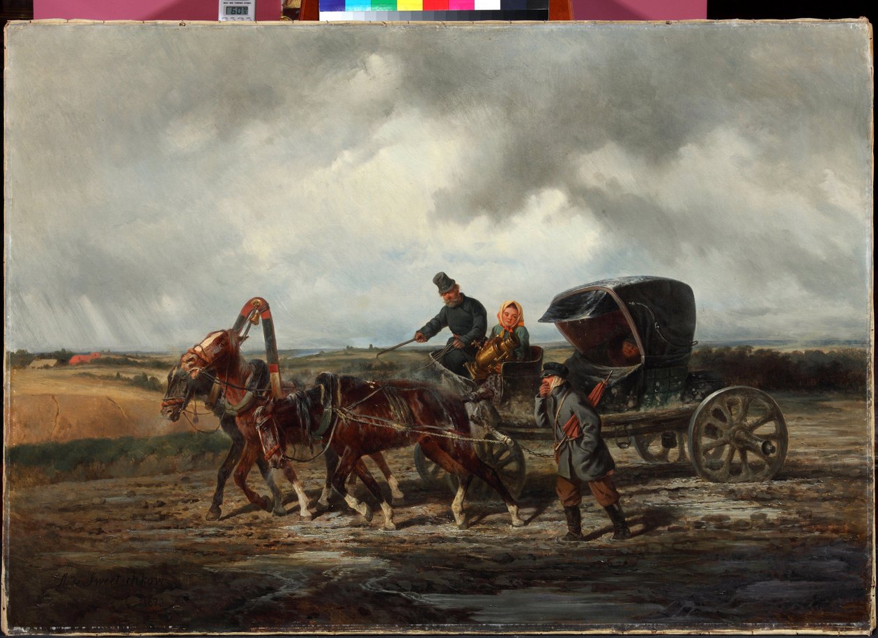"على الطريق إلى مجتذب الأسنان" لوحة لنيكولاي سفيرشكوف (1817-1898) 1873 مجموعة خاصة بواسطة نيكولاي إيجوريفيتش سفيرشكوف