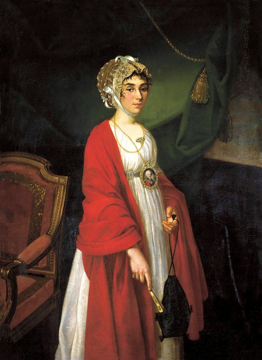 صورة للممثلة والمغنية ، الكونتيسة براسكوفيا شيريميتيفا ، Zhemchugova 1768-1803 ، 18 بواسطة نيكولاي إيفانوفيتش أرغونوف