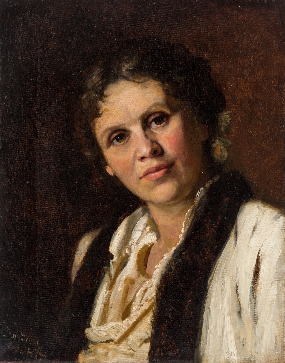 صوفيا كوفتشينيكوفا ، الرسام روسي - صورة صوفيا كوفشينيكوفا (1847-1907) ، بقلم بازين ، نيكولاي نيكولايفيتش (1856-1917). زيت على قماش بواسطة نيكولاي نيكولايفيتش بازين