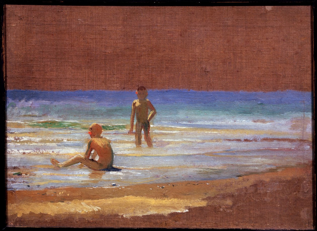 الأولاد على شاطئ البحر. لوحة لنيكولاي نيكولايفيتش جي (جاي) (1831-1894) ، زيت على قماش ، فن روسي في القرن التاسع عشر. معرض الدولة تريتياكوف ، موسكو. بواسطة Nikolai Nikolajevitch Gay
