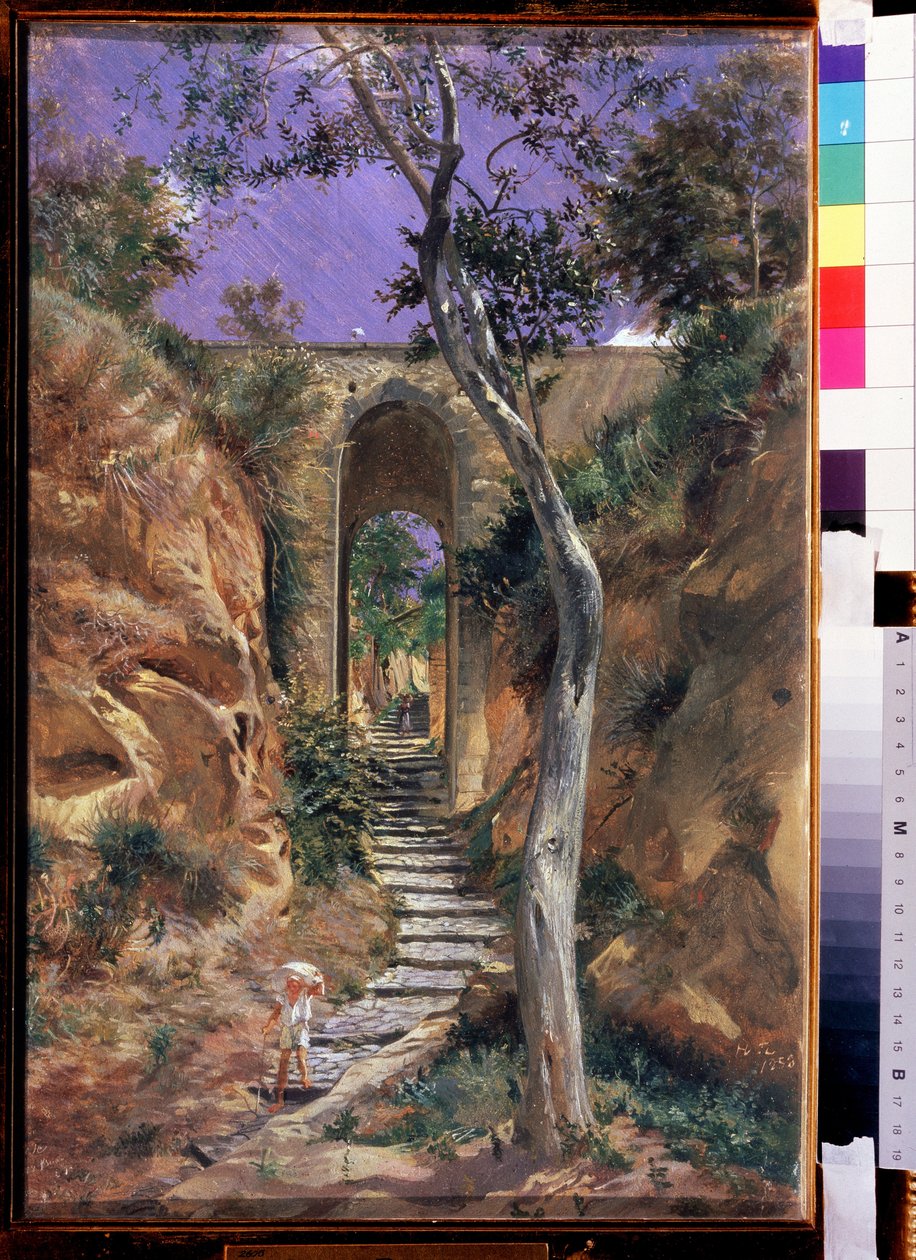 "" Le pont de Vico (Corse؟) "" Peinture de Nikolai Ge (Gay) (1831-1894) 1858 Dim. 45.5x30 cm State Tretyakov Gallery ، موسكو بواسطة Nikolai Nikolajevitch Gay