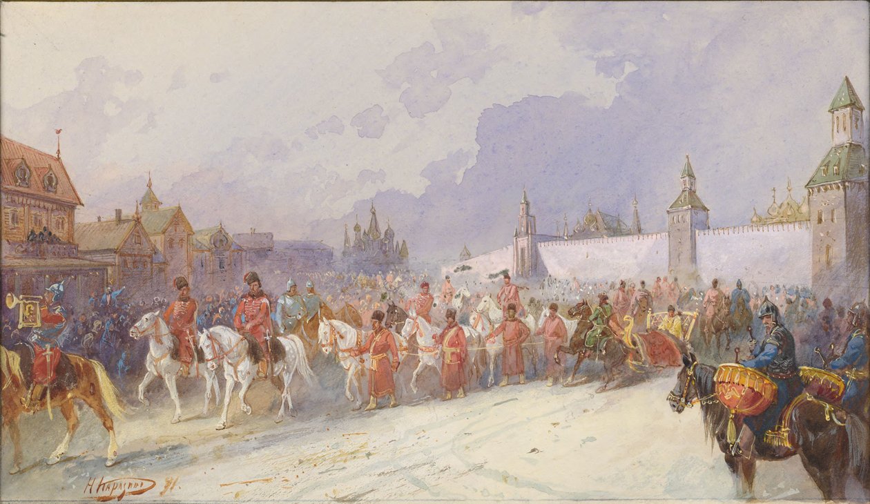 دخول عائلة كوتشوم خان المأسورة إلى موسكو. 1599 ، 1891. بواسطة نيكولاي نيكولايفيتش كاراسين