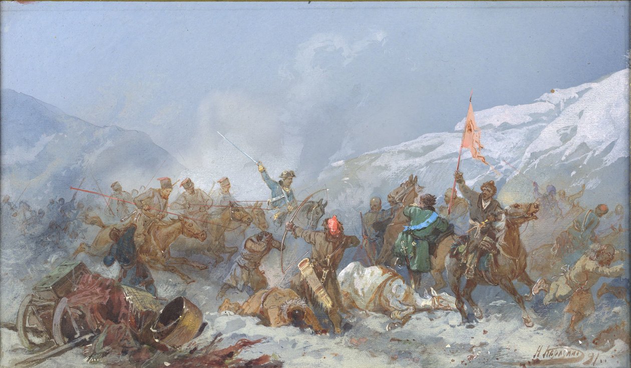 قاتل مع قوات بوجاتشيف ، 1891. بواسطة نيكولاي نيكولايفيتش كاراسين