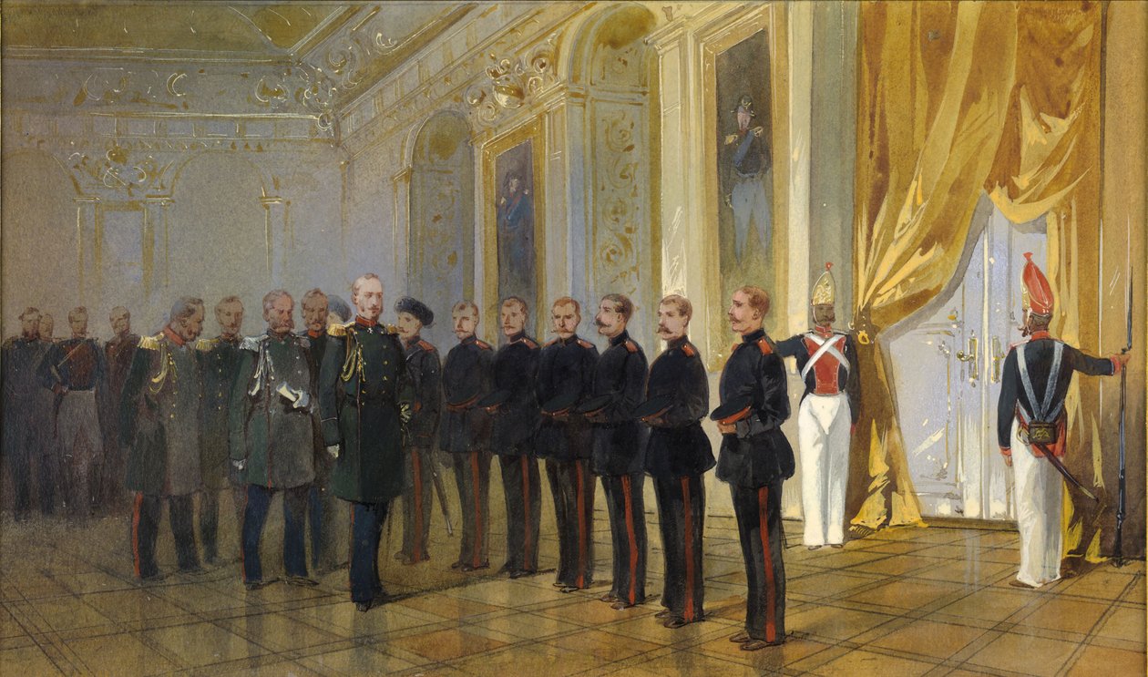 تقديم فوج القوزاق السيبيري للإمبراطور نيكولاس الأول عام 1833 ، 1891. بواسطة نيكولاي نيكولايفيتش كاراسين