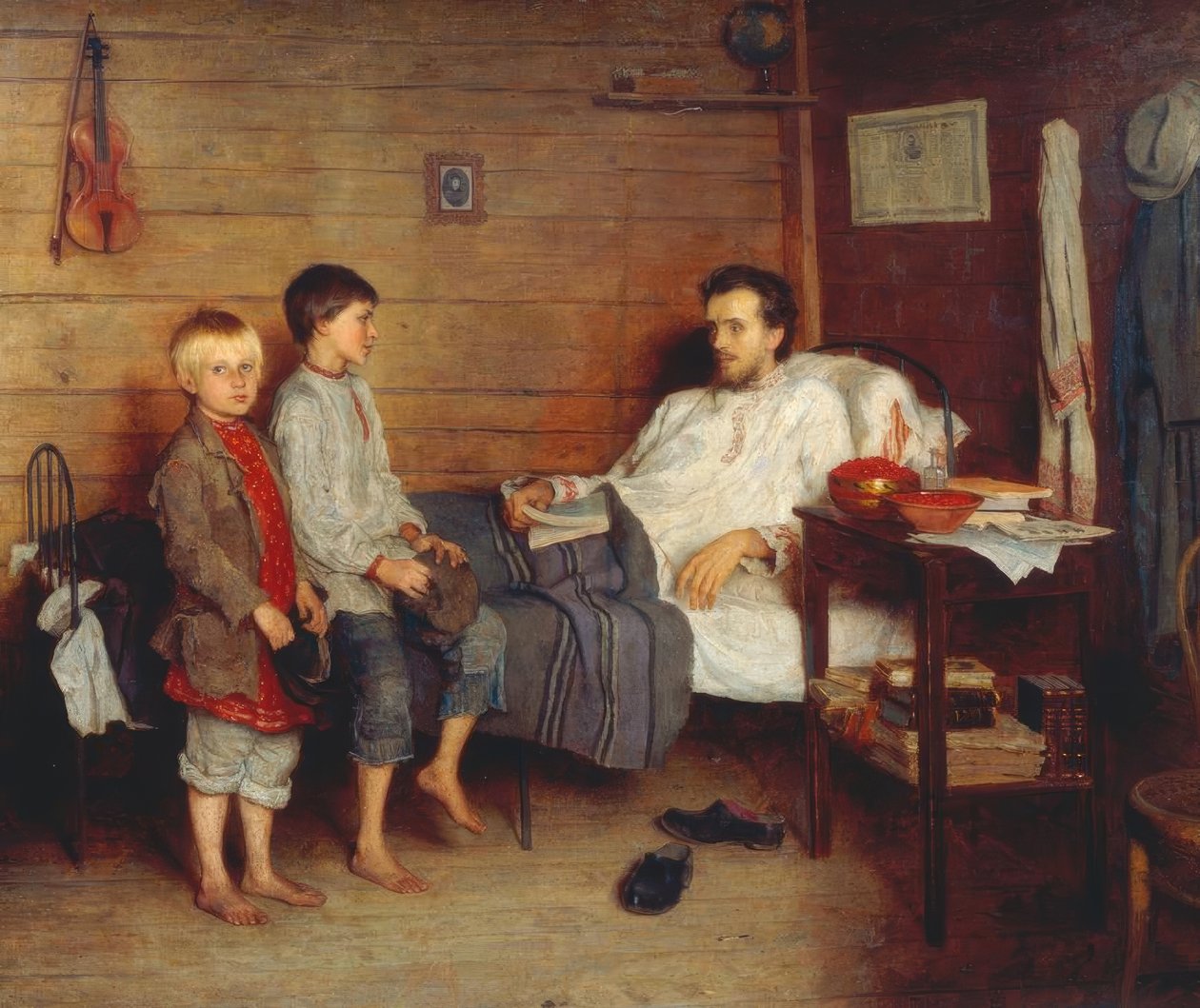 مع المعلم المريض بواسطة Nikolai P. Bogdanow Bjelski