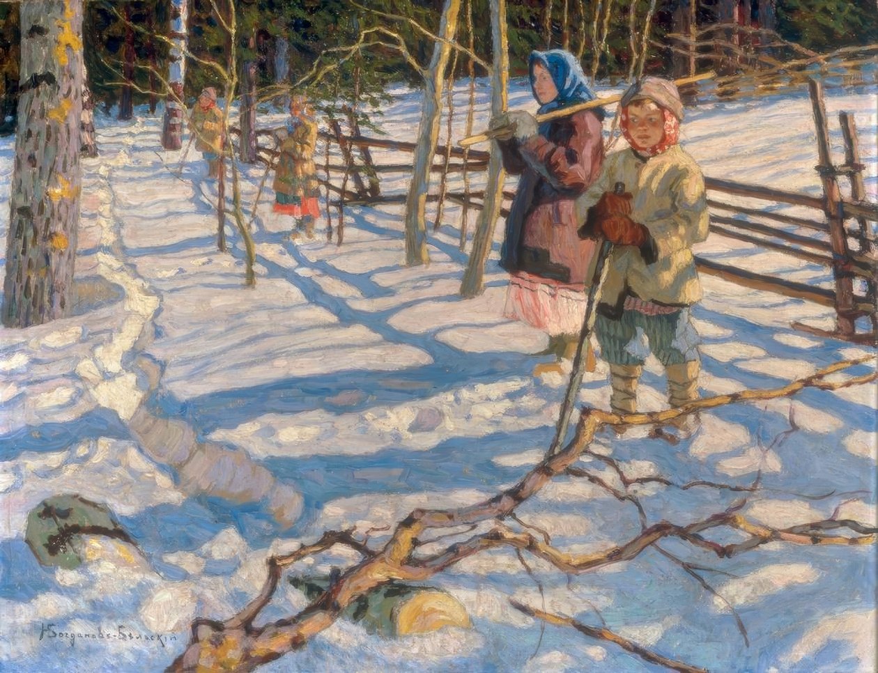 أطفال في الثلج بواسطة Nikolai P. Bogdanow Bjelski