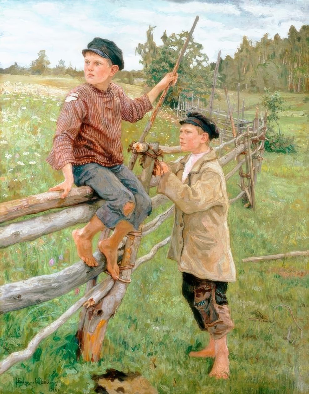الأولاد في المناظر الطبيعية بواسطة Nikolai P. Bogdanow Bjelski
