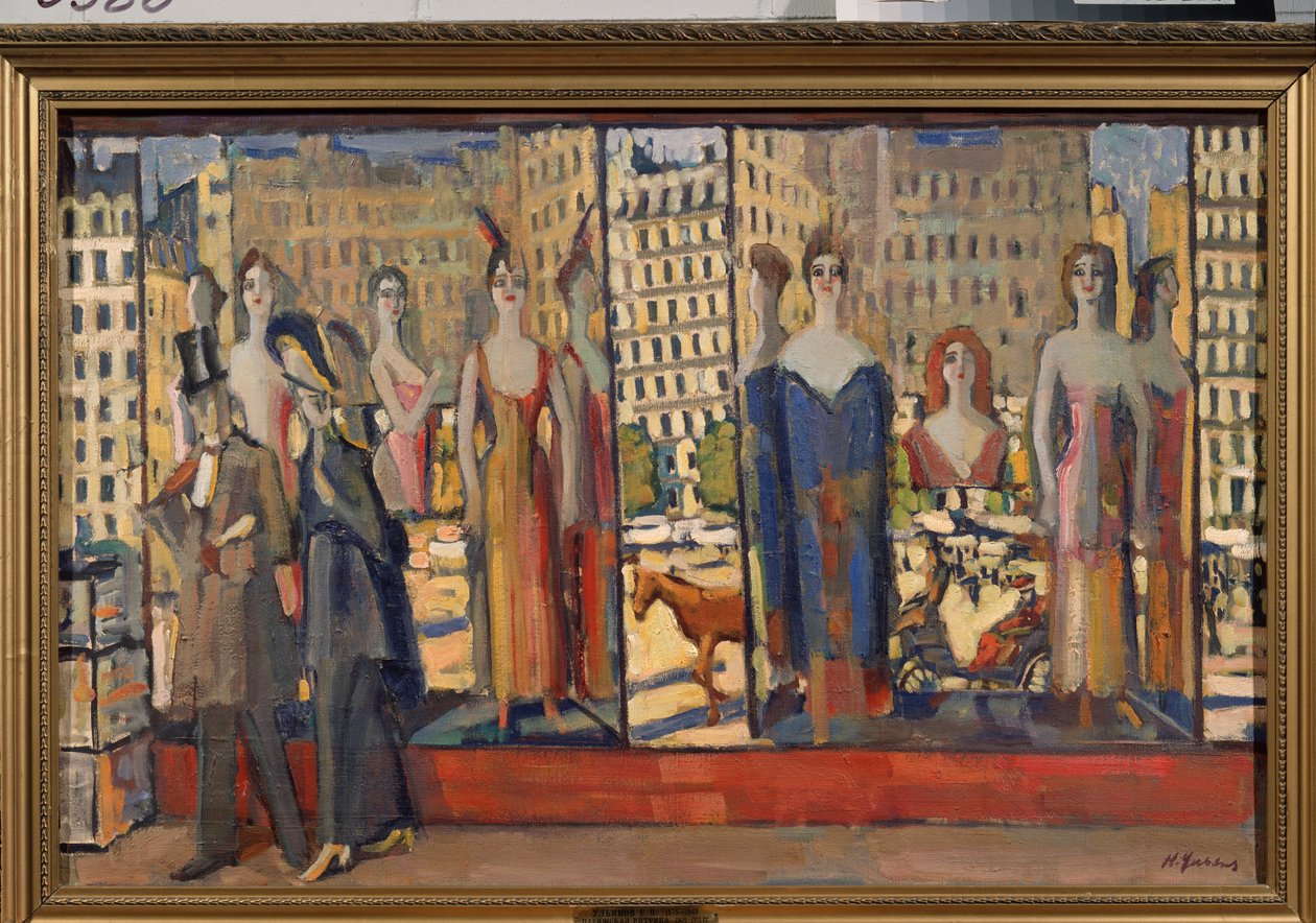 المعارض الباريسية (Paris Shop Windows) - لوحة لنيكولاي بافلوفيتش أوليانوف (أوليانوف) (1875-1949) ، زيت على قماش بواسطة نيكولاي بافلوفيتش أوليانوف