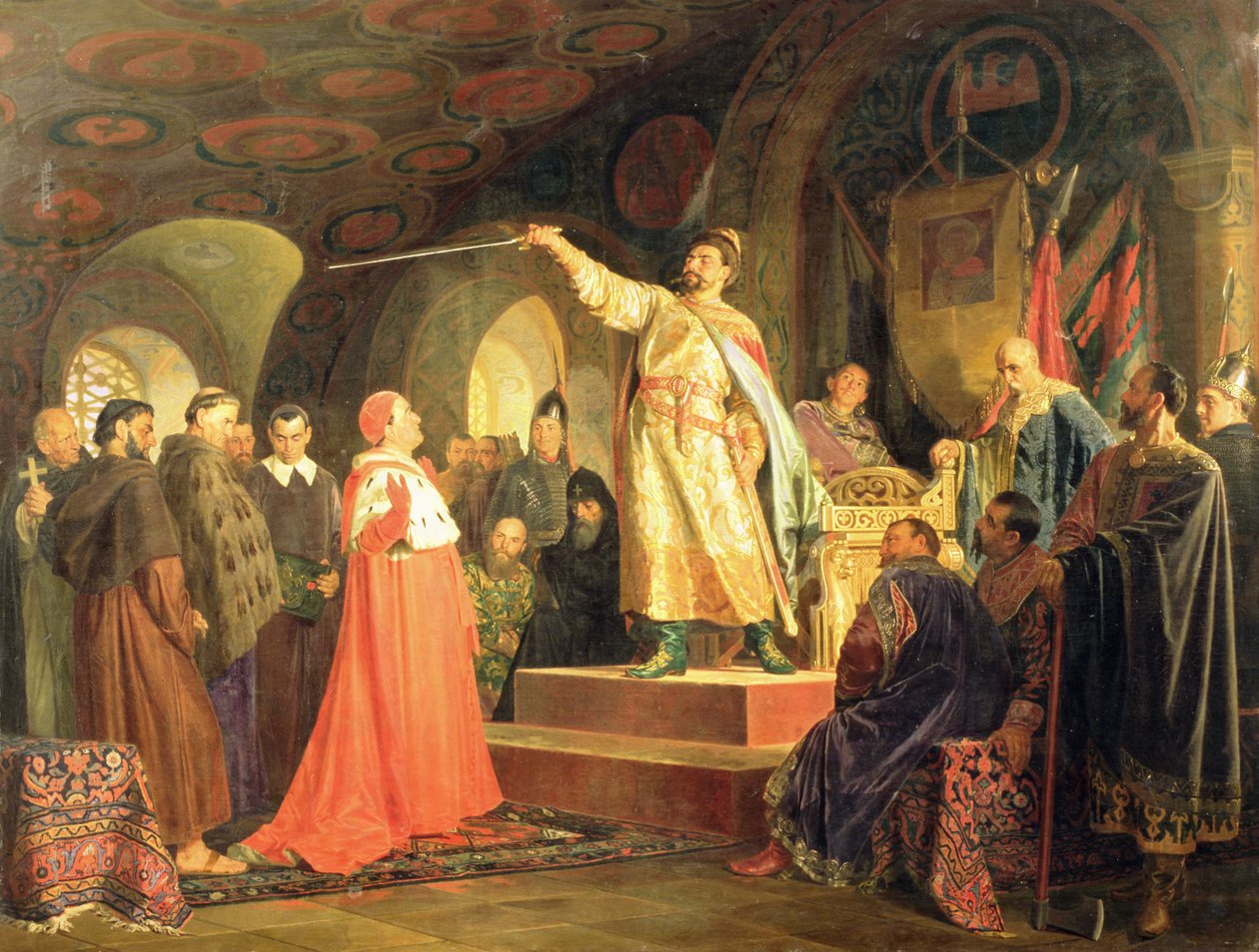 الأمير الروماني Halych-Volhynia استقبال سفراء البابا إنوسنت الثالث ، 1875 بواسطة نيكولاي فاسيليفيتش نيفريف