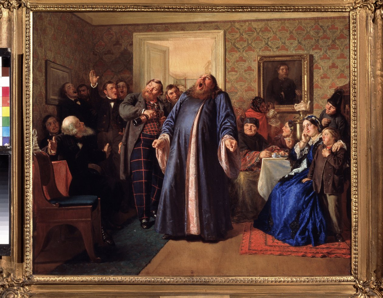 A Protodeacon في وليمة يوم اسم التاجر. لوحة لنيكولاي فاسيليفيتش نيفريف (1830-1904) ، زيت على قماش ، حوالي 1860. الفن الروسي في القرن التاسع عشر. معرض الدولة تريتياكوف ، موسكو بواسطة نيكولاي فاسيليفيتش نيفريف