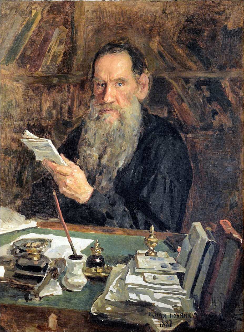 صورة للمؤلف الكونت ليف نيكولايفيتش تولستوي (1828-1910) par Orlow، Nikolai Vasilievich (1863-1924). زيت على قماش ، مقاس 104x84 بواسطة نيكولاي فاسيليفيتش أورلوف