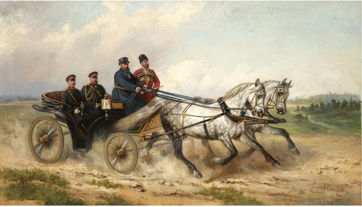 القيصر ألكسندر الثالث والقيصر فيلهلم الثاني في لانداو ، 1888 بواسطة نيكولاي إيجوروفيتش سفيرشكوف