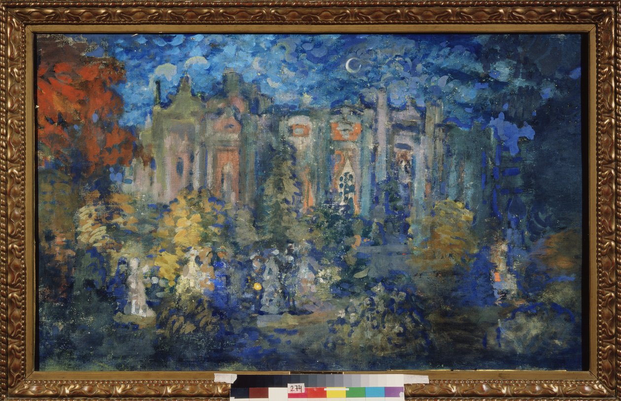 حفلة ليلية. عمل نيكولاي نيكولايفيتش سابونوف (سابونوف) (1880-1912) ، تمبرا على كرتون ، حوالي عام 1900. الفن الروسي ، القرن العشرين ، رمزية. State A. متحف الفن Radishchev ، ساراتوف (روسيا). بواسطة نيكولاي نيكولاييفيتش سابونوف