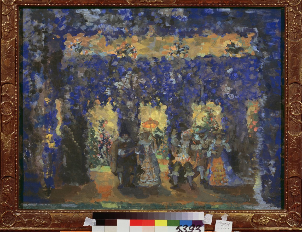 جناح في حدائق القصر. عمل نيكولاي نيكولايفيتش سابونوف (سابونوف) (1880-1912) ، تمبرا على ورق مقوى بواسطة نيكولاي نيكولاييفيتش سابونوف