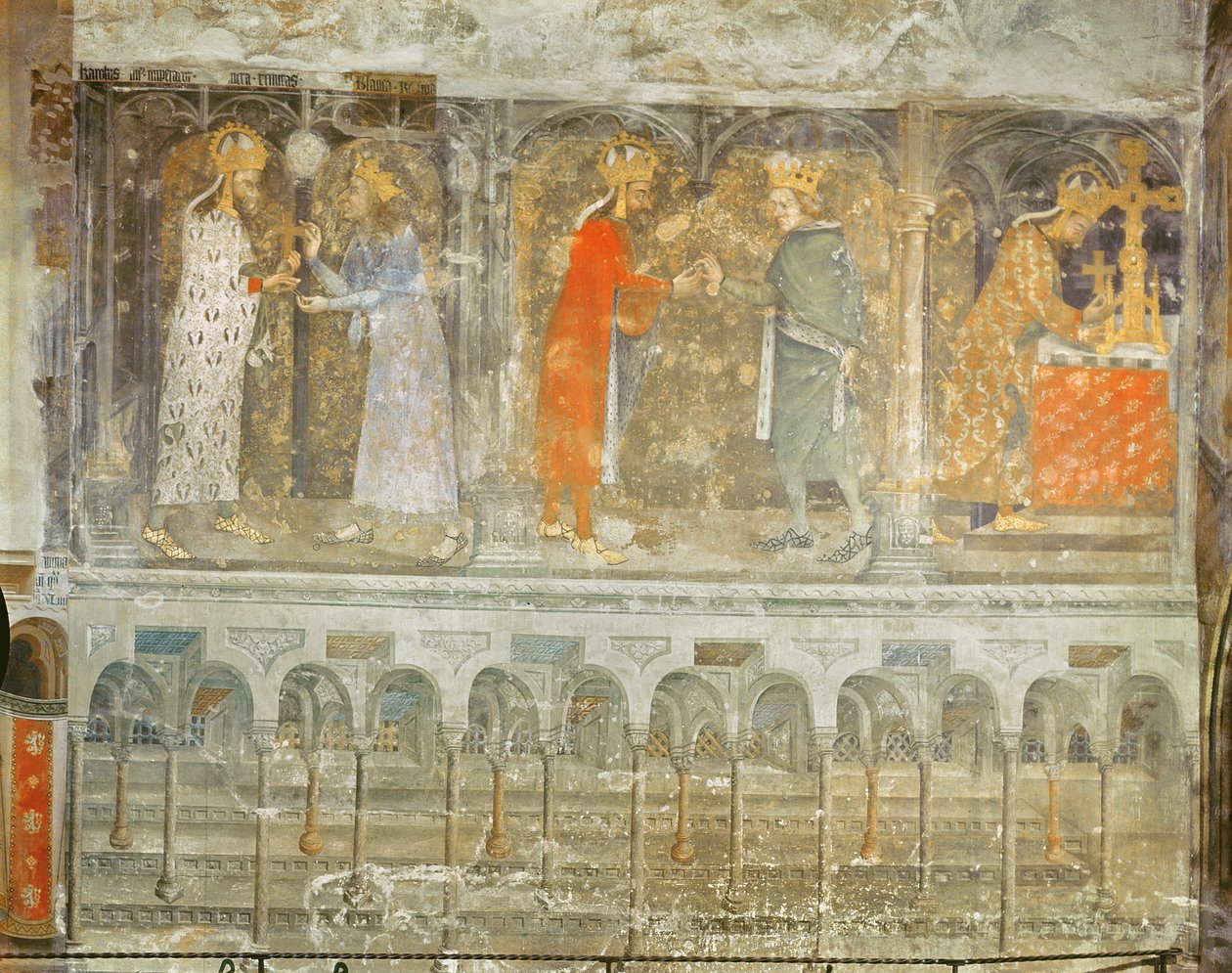 الإمبراطور الروماني المقدس تشارلز الرابع (1316-78) يتلقى شوكة من تاج المسيح من جان الثاني (1319-64) لوبون ، من كنيسة السيدة العذراء ، ج 1357 (انظر أيضًا 204541 و 397961) بواسطة نيكولاس ورمسر