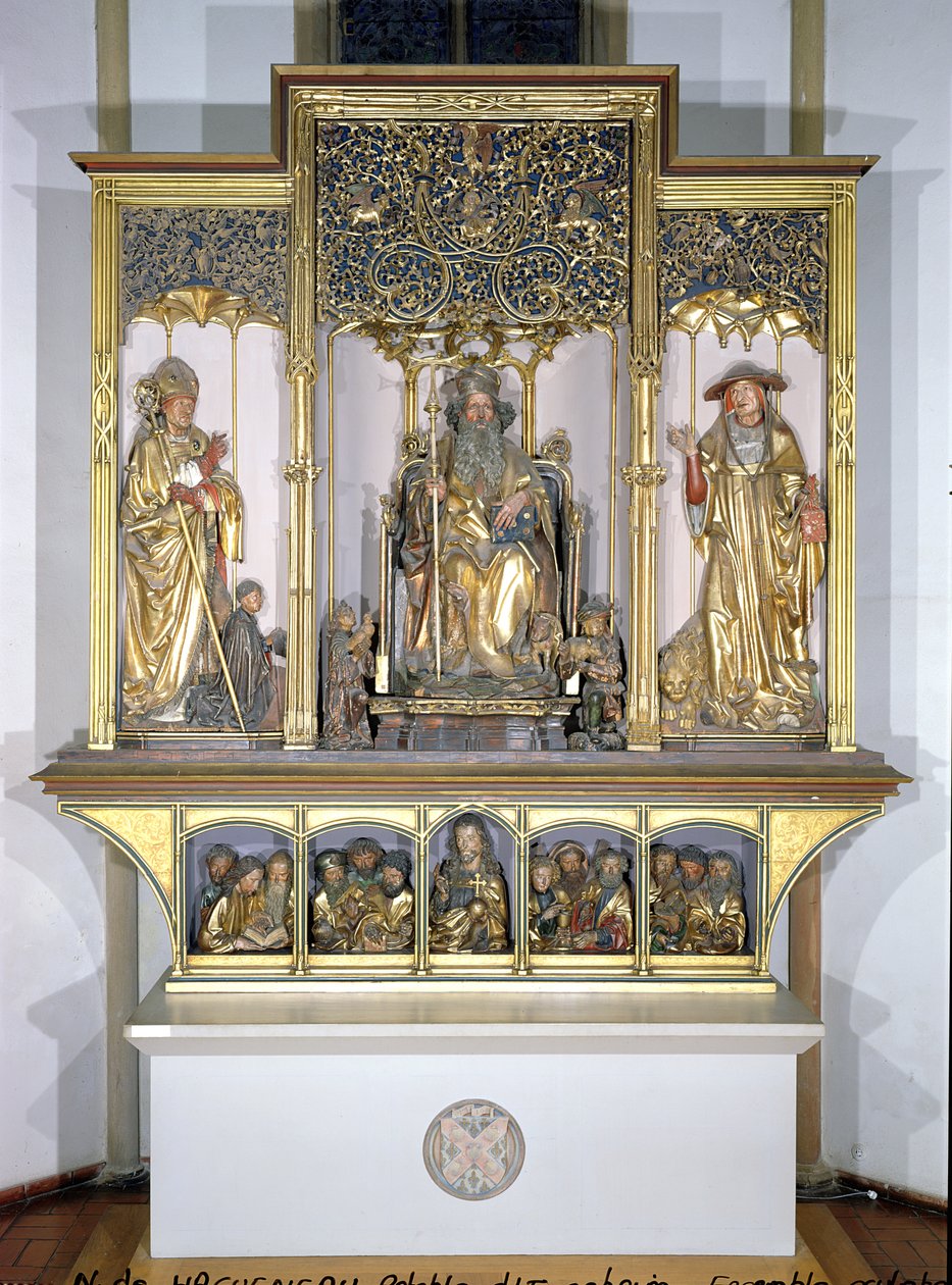 مجموعة منحوتات خشبية ، من Isenheim Altarpiece ، c.1490 (خشب مذهب) بواسطة نيكولاس هاجينوير