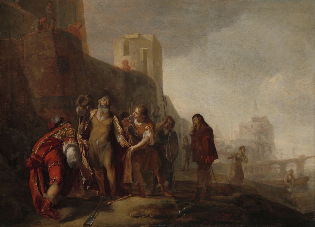 مندوبو الإسكندر الأكبر يستثمرون البستاني عبدالونيموس بشارة ملكية صيدا ، حوالي 1645 - 1650 (زيت على اللوح). بواسطة نيكولاس كنوبر