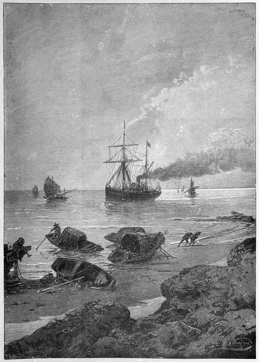 السفينة البخارية فلاديفوستوك على نهر اليانغتسي ، جزء من "الرحلة الشرقية" ل Tsarevich ، 1893 بواسطة نيكولاي نيكولايفتش كارازين