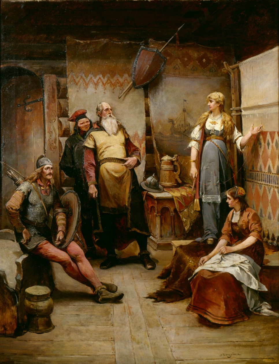 رسول مغازلة من Viking Harald Harfagre إلى Gyda (زيت على قماش) بواسطة نيلس بيرجسلين