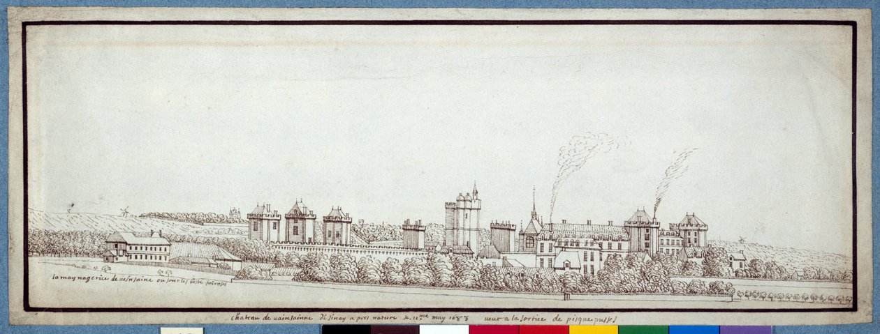 The Chateau de Vincennes, with chimneys smoking (pen & ink on paper) بواسطة نويل جاسلين