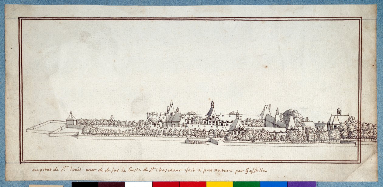 The Hospital of St Louis (pen & ink with wash on paper) بواسطة نويل جاسلين