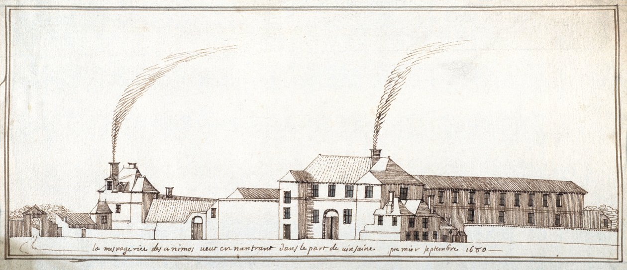 The menagerie with chimneys smoking (pen & ink on paper) بواسطة نويل جاسلين