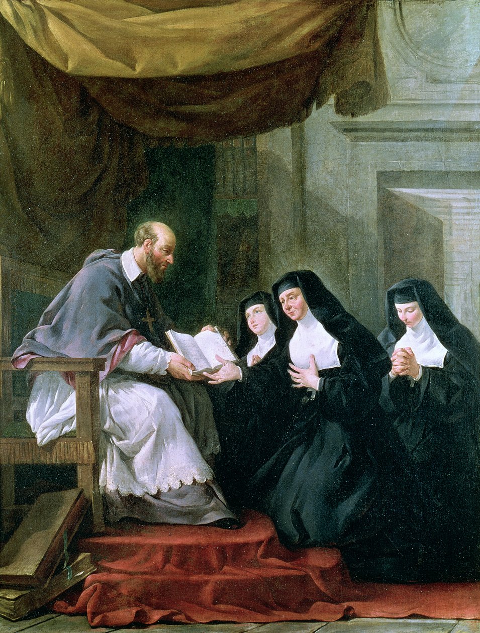 سانت فرانسوا دي ساليس (1567-1622) منح قاعدة الزيارة للقديس جان دي شانتال (1572-1641) بواسطة نويل هاله