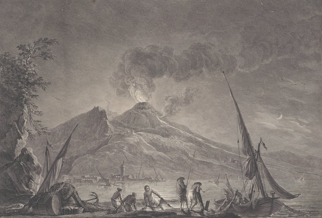 منظر لجبل فيزوف كما كان عام 1757 ، 1762. بواسطة نويل لو مير