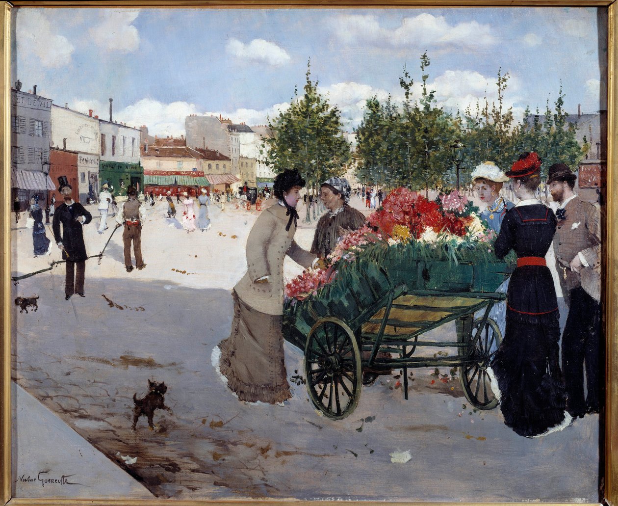 بائع زهور في Boulevard Rochechouart في باريس (Marche de la Madeleine). لوحة نوربرت جوينوت (1854-1894) بواسطة نوربرت جوينوت
