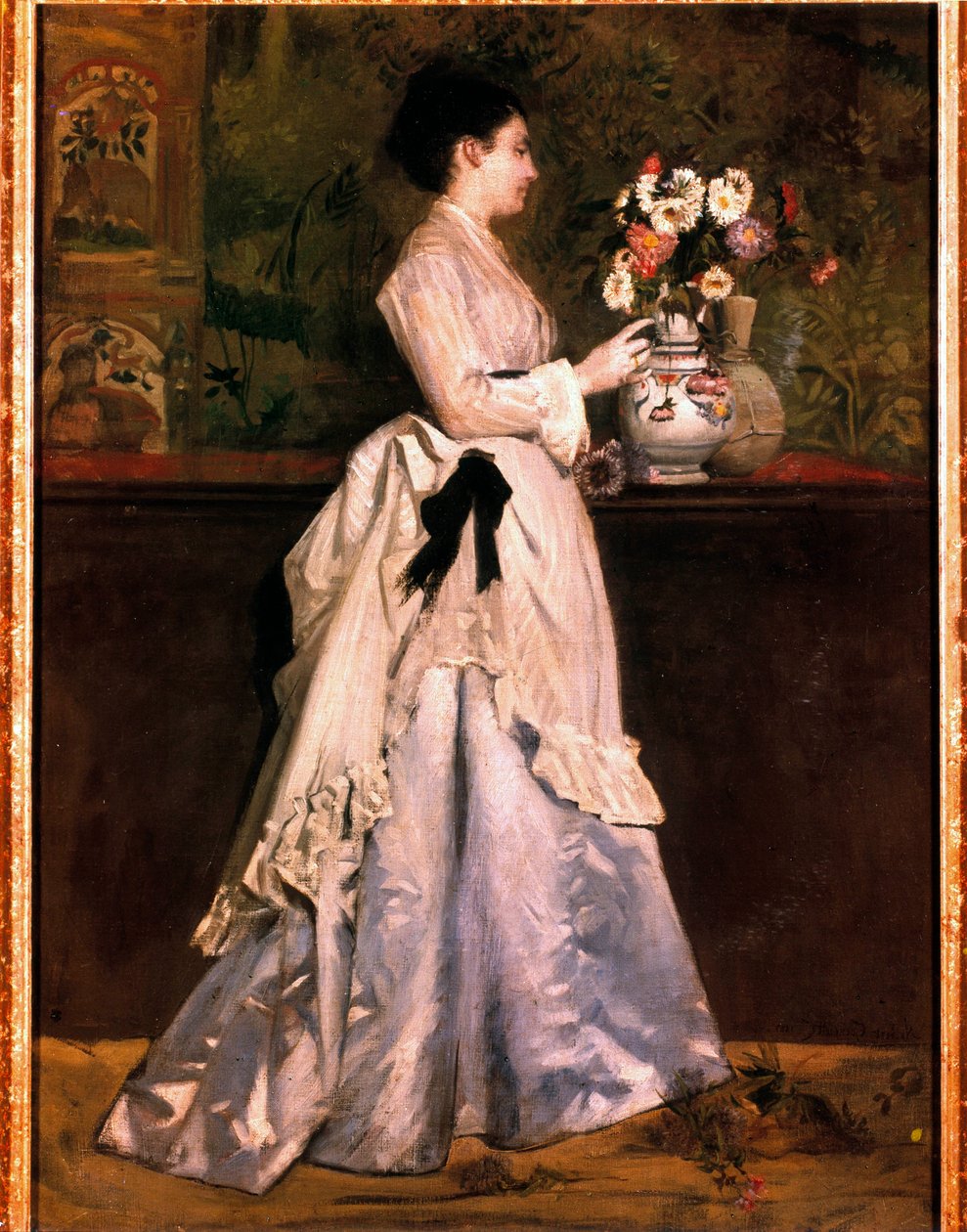 المرأة في باقة اللوحة لنوربرت جوينوت (1854-1894). القرن ال 19. مجموعة خاصة بواسطة نوربرت جوينوت