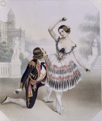 Fanny Cerrito (1817-1909) و S. Leon of Her Majesty's Theatre في "La Manolla" ، نقش بواسطة C.Graf (لون ليثو) بواسطة نوما (بعد) بلان