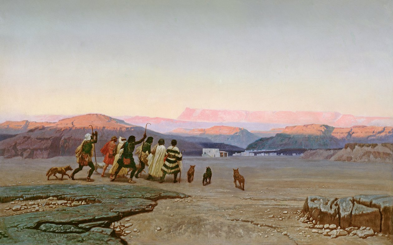 الرعاة ، بقيادة النجم ، الوصول إلى بيت لحم ، 1863 بواسطة Octave Penguilly l'Haridon