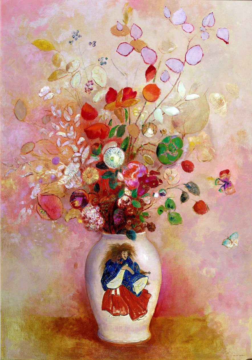 باقة زهور في إناء ياباني ، c.1905-08 بواسطة Odilon Redon
