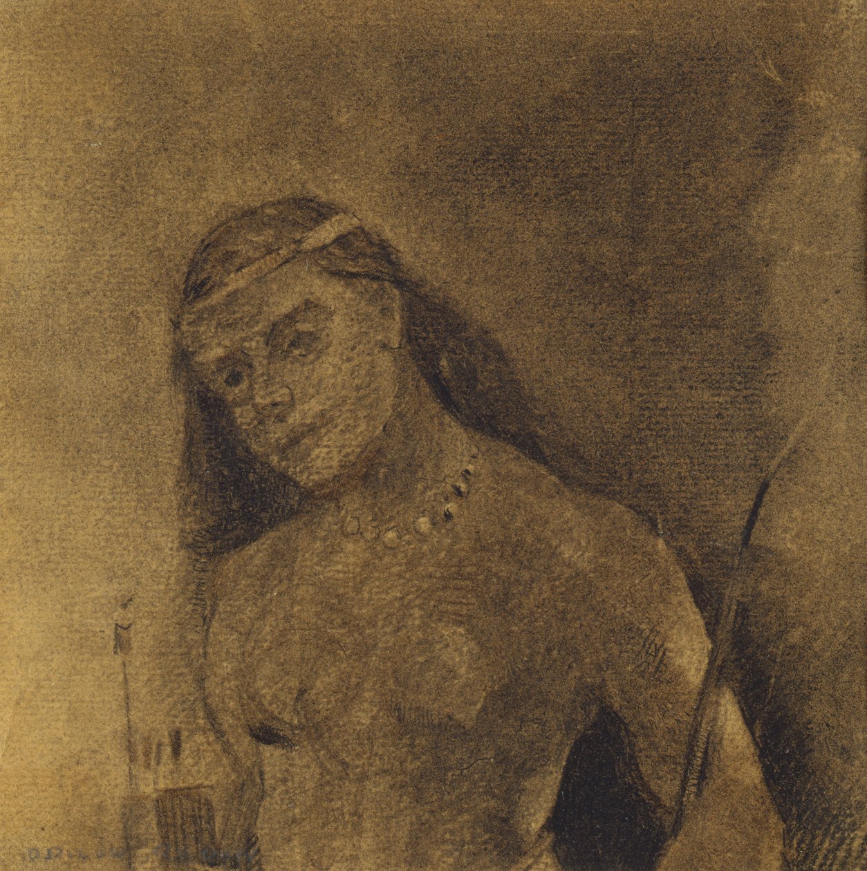 Femme Sauvage (Wild Woman) ، c.1885-90 (فحم على ورق) بواسطة Odilon Redon